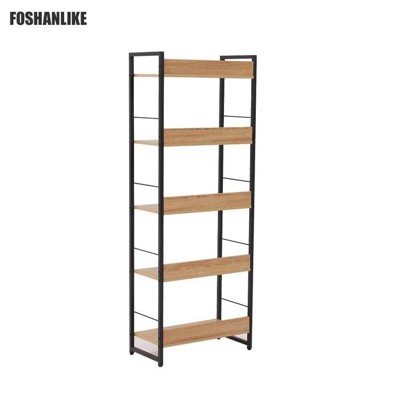 
LIKE Living Room Office Study Hallway Industrial Style 5-Tier Storage Rack Bookcase Steel Frame Bookshelf 