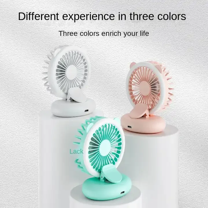 Factory Wholesale Mini Portable Handheld Rechargeable Cooling Fan Fill Light USB Charging Clamp Night Light Desk Fan