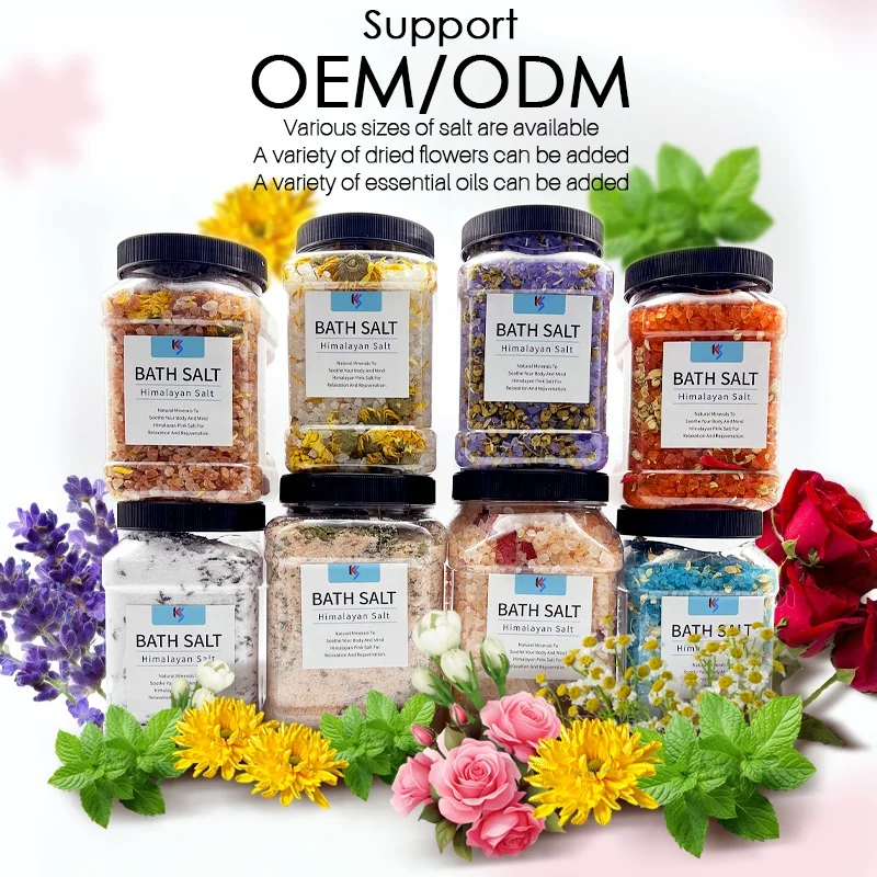 Wholesale Private Label Vegan Natur Handmade organic Himalayan Pink salt Bath Crystal Relaxing Bath Salts Women