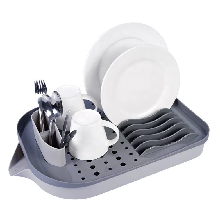 Hot Sale Plastic Dish Drainer Detachable PP Plastic Dish Drainer Rack With Drainboard Kitchen Dish Rack