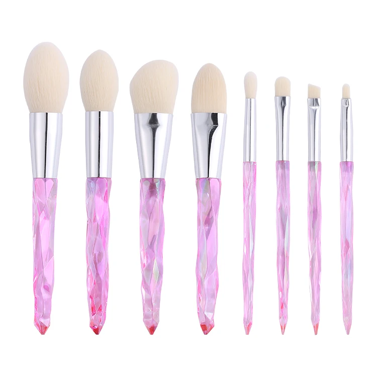 Energy Fashionable Design Colorful Cute Glitter Bling Pink Diamond Synthetic Hair 8pcs Private Label Makeup Brush Set