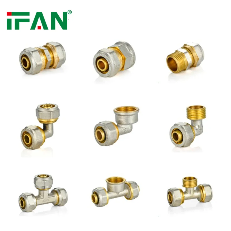 IFAN Factory Price Floor Heating Pex Pipe Fittings Copper Elbow 1/2 3/4 Inch Brass Compression Pex Fittings