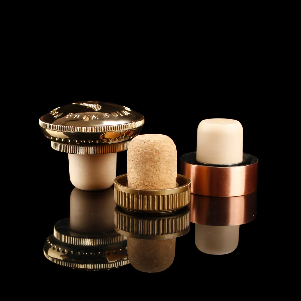 Customized luxury zinc alloy engraved top T shape alcohol tequila vodka gin synthetic bar top stopper liquor bottle cork cap