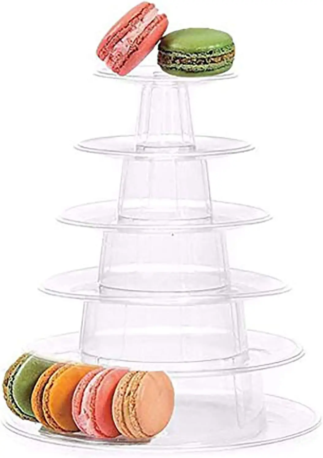 6 Tier Acrylic Macaron Tower Display Stand Clear Round Tray Display Shelf Rack Plastic Cake Dessert Stand For Christmas Wedding