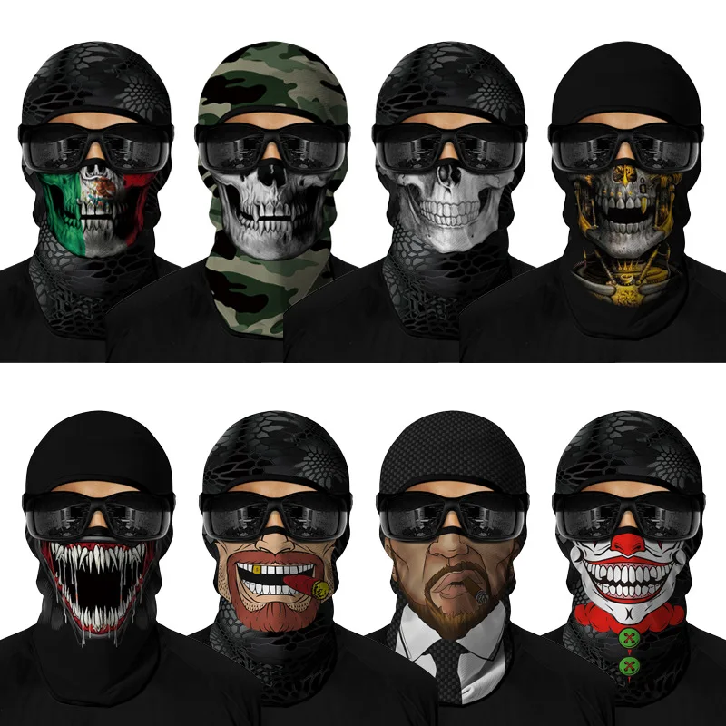 Wholesale Fashion Outdoor Windproof Printing Custom Ski Face Mask Uv Protection Silk Balaclava For Men Women