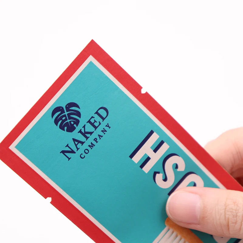 Custom printed strip shaped ziplock kraft paper packaging sachet toothbrush heat sealing kraft paper packing pouch