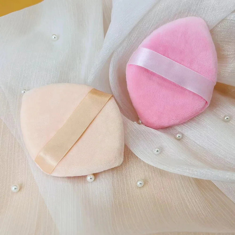Luxury Diamond Shape Makeup Powder Puffs with Finger Pocket Private Label Large Nude Powder Sponges Custom