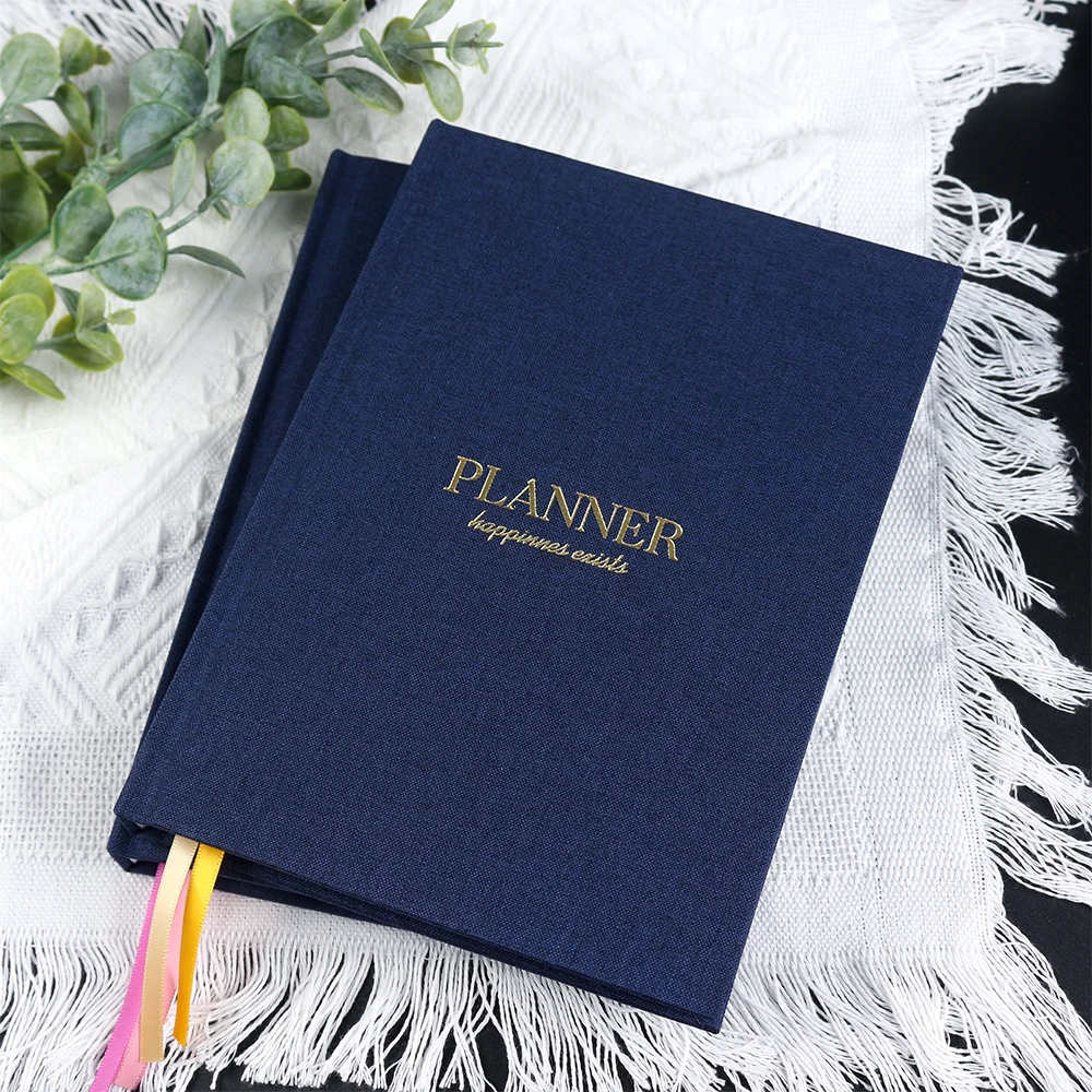Luxury Linen Hardcover  Business Meeting Journal Notebook Travel Dairy Printing Service Planner Printing