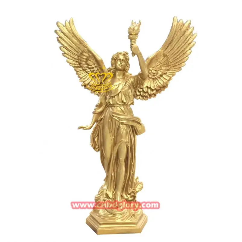 Famous Hotel Villa garden decoration design metal art Sculpture Greek Mythology Bronze Winged Goddess Statue