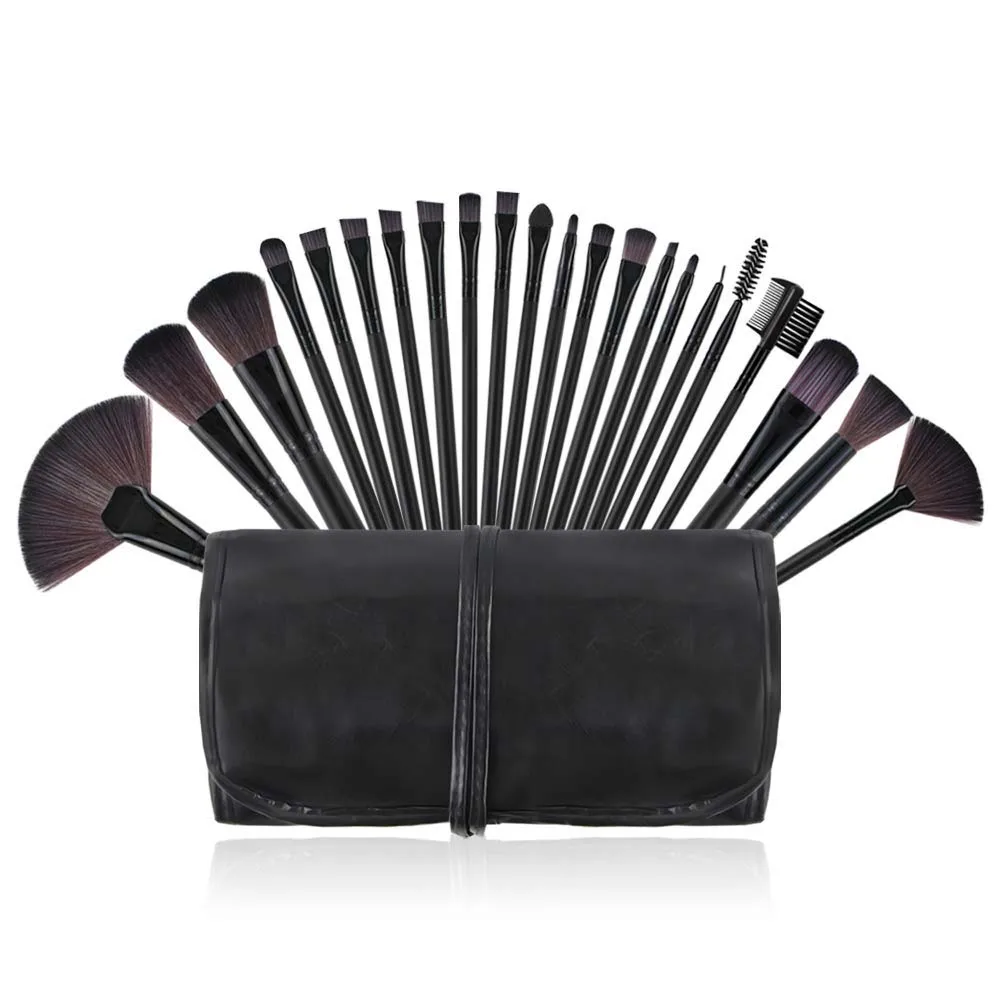 Hot selling black silver professional makeup brushes set natural synthetic hair cylinder package stock low MOQ