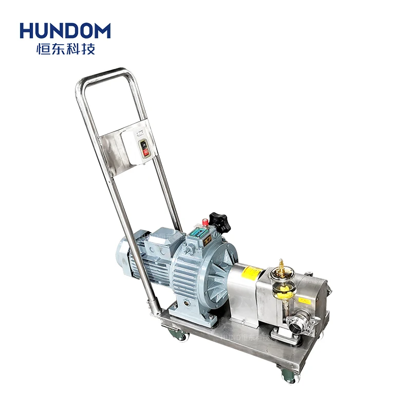 HUNDOM High viscosity paste transfer pump three lobe cam rotor stator pump with trolley