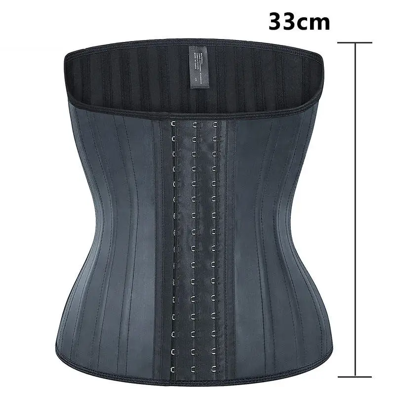 Wholesale New 33 cm Long Torso Waist Trimmer Women Slimming Shaper 3 Hooks Hot Sweat Corset 25 Steel Bone Latex Waist Trainer