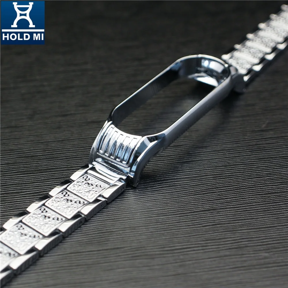 Replacement Strap Band Silver Color for Xiaomi Wristwatch Miband 4 Strap Hold MI Stainless Steel Avengers Logo Case Design 43048