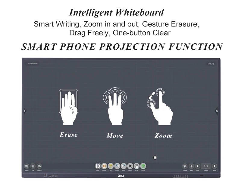 55/65/75/86/98/110 Inch Electron Interactive Smart Whiteboard Digital Touch Screen Interactive Smart Boards For School Classroom