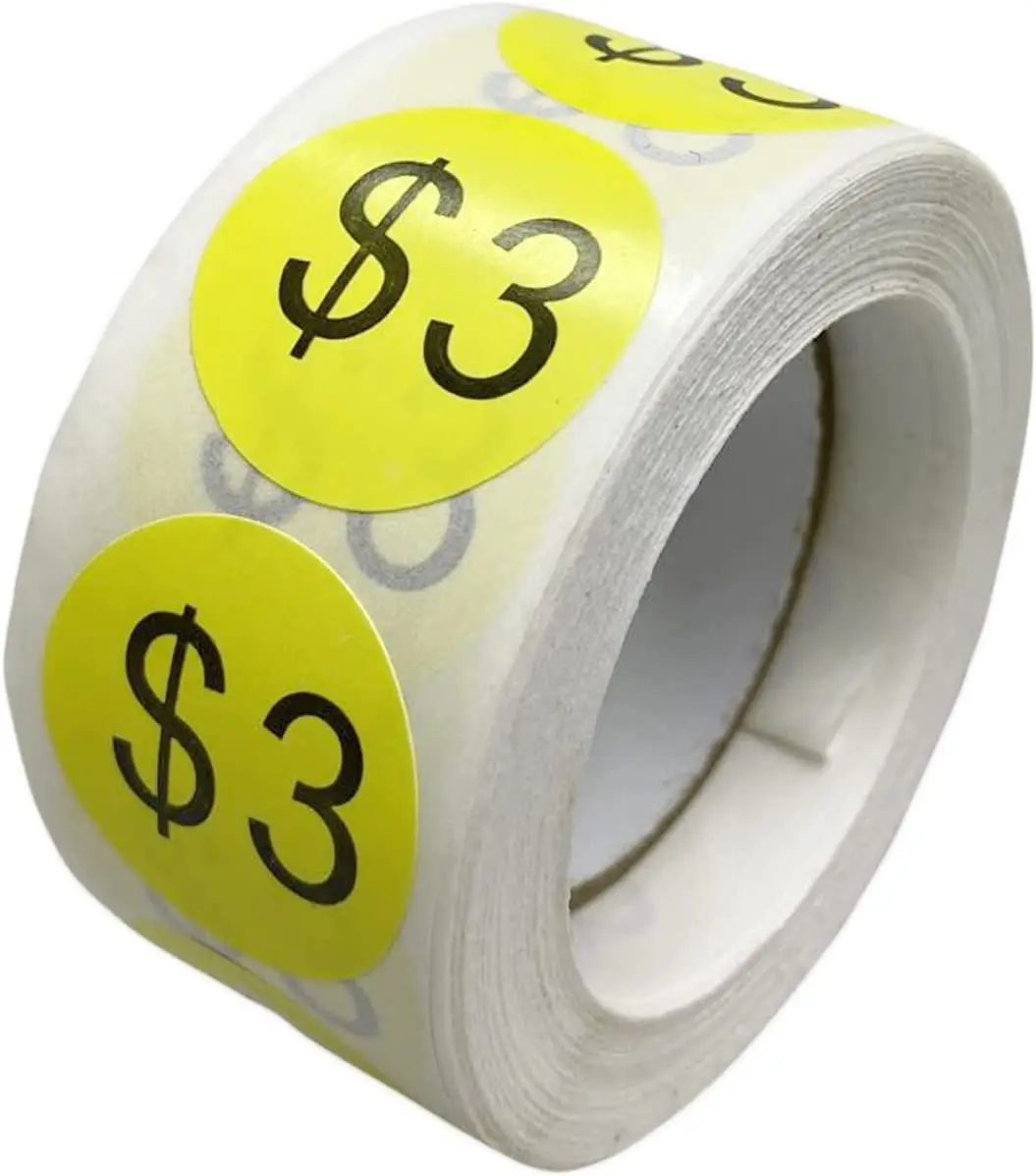 Custom frozen food labels with 500 self-adhesive circles per roll
