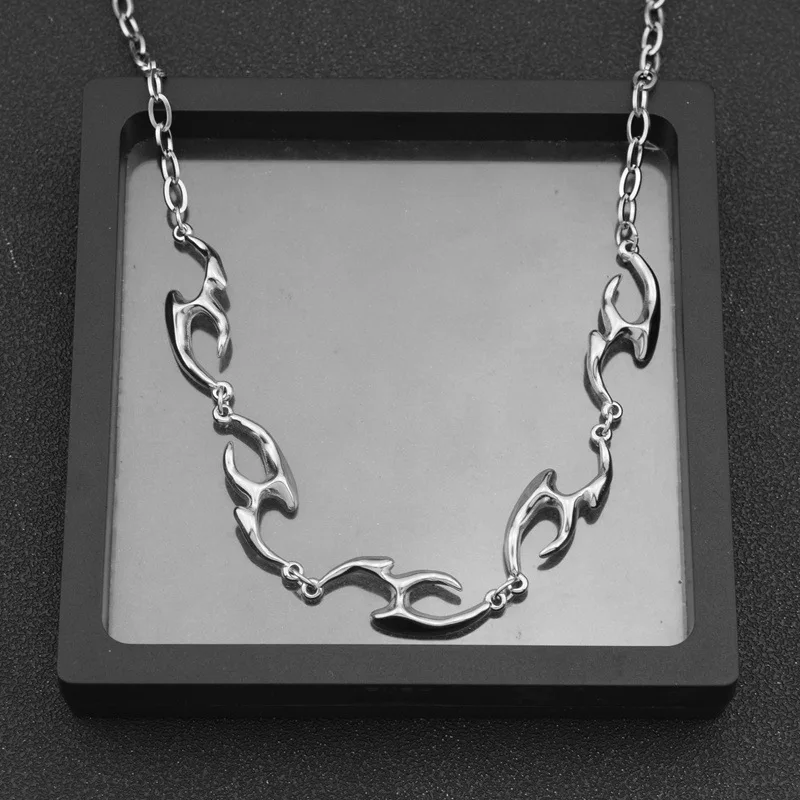 Wholesale Direct Sales Silver Flame Chain 316l Stainless Steel Choker Necklace Lead and Nickel Free Waterproof Necklace Jewelry