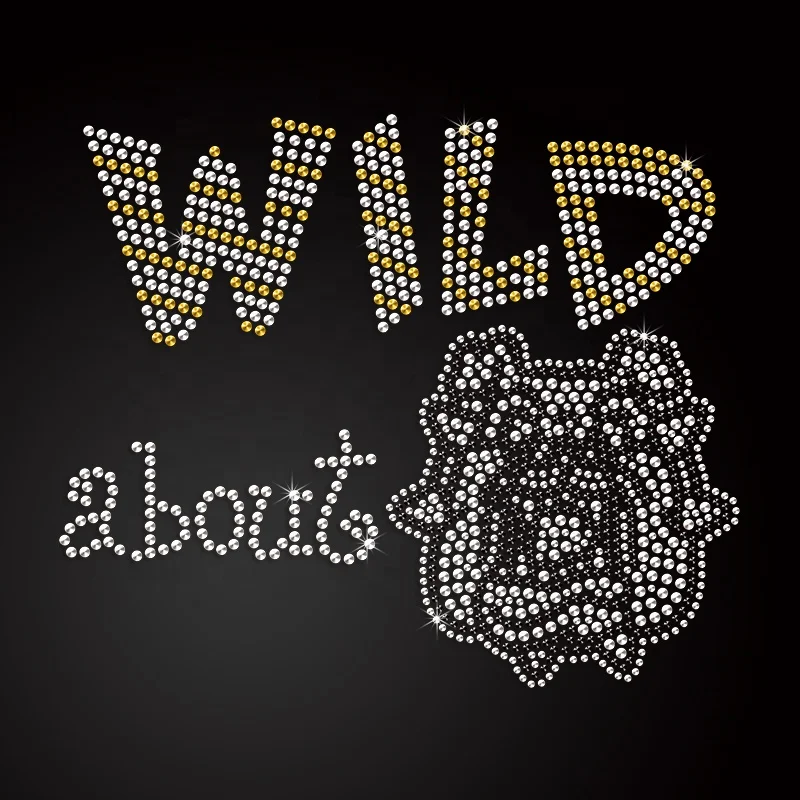 Verified Suppliers Wild About Bulldog Rhinestone Hotfix Transfers Design Rhinestone Transfers for T-Shirts