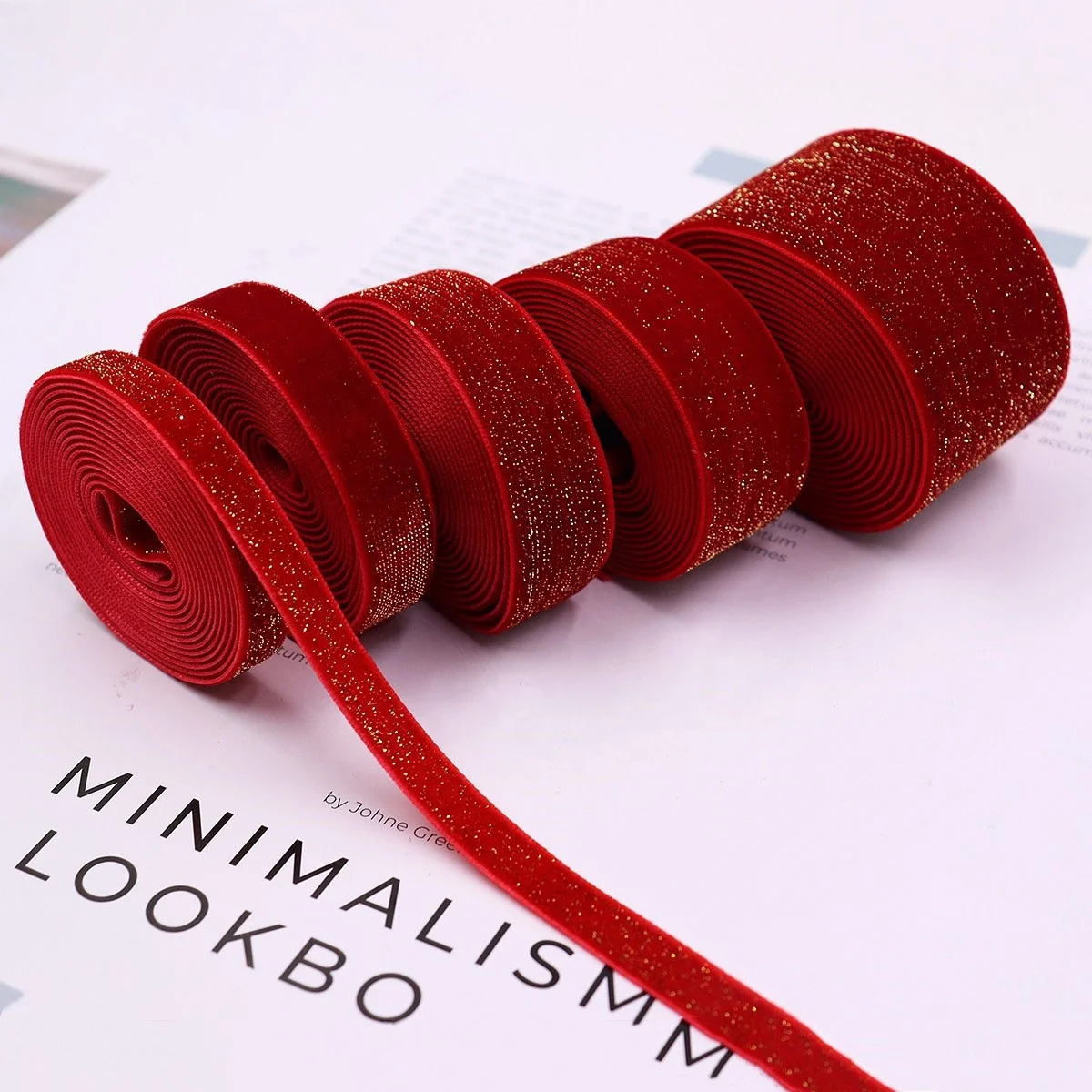 10/16/20/25/38 мм с одиночными шопкинами бархат лента для волос луки Garment Accessories подарочная упаковка украшение на Рождество и новый год