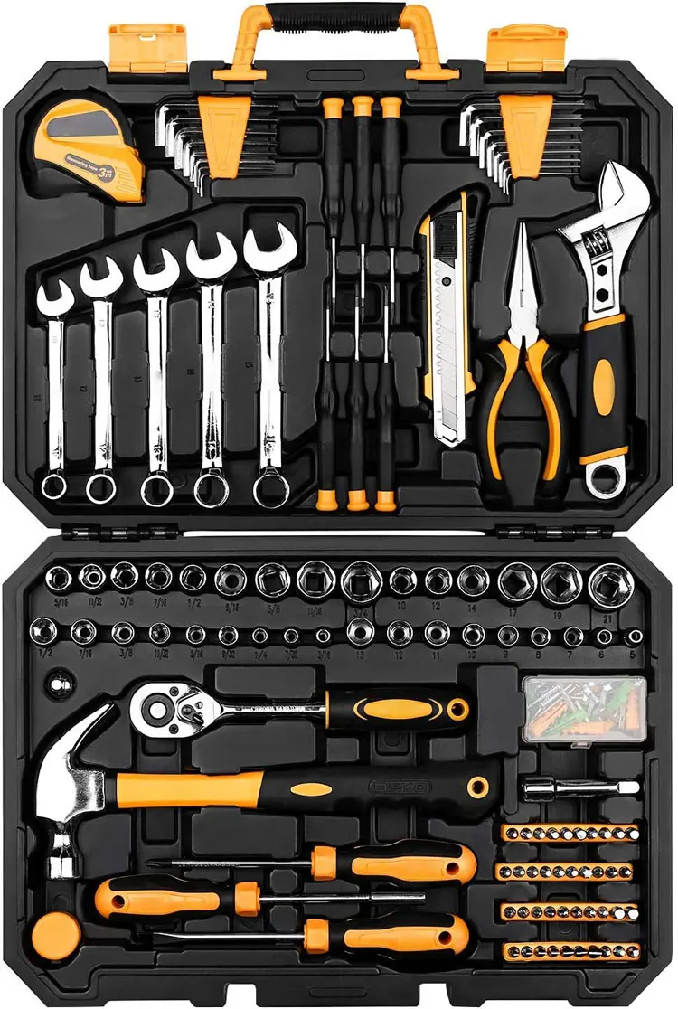 158 Piece hand Tool Set General Household Hand Tool Kit Auto Repair Tool Set with Plastic Toolbox Storage Case