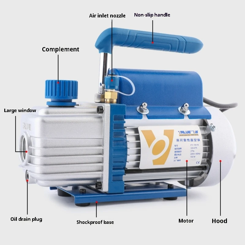 Single Stage Vacuum Pump FY-1.5H-N  1/4 hp 3CFM HVAC  for R22 R134a Auto AC Vacuum Pump Kit ,Oil Included