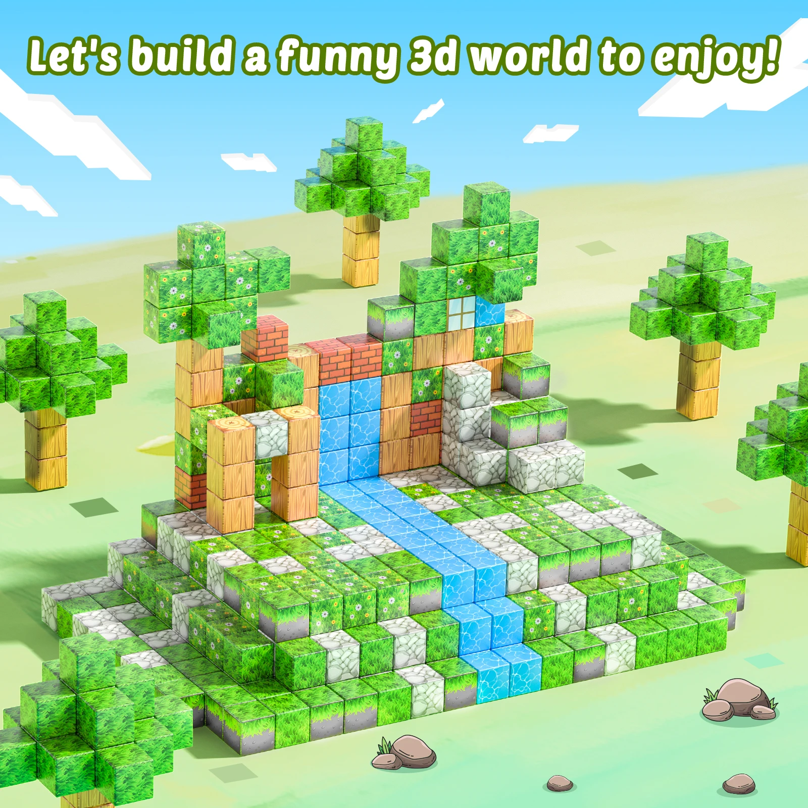 157pcs Pixel Model Cube Creative DIY Toys For Children Educational Toy Magnetic Building Blocks Birthday presents Christmas gift