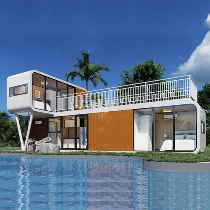 professional manufacturer 2 storey luxury modern container villa light steel apple frame cabin home