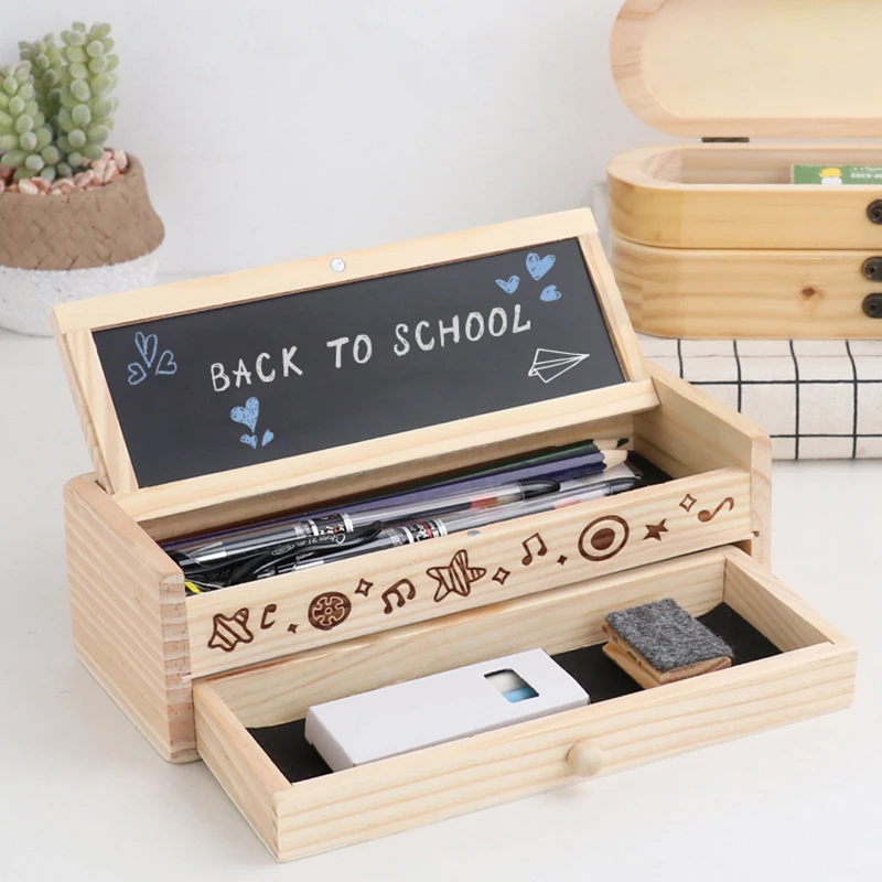 Kids Solid Wood Easel Stand Blackboard wooden blackboard writing board wood stationery box