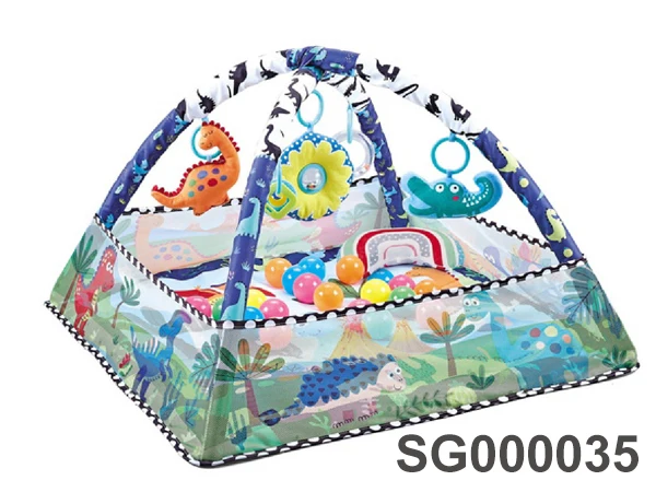 2-in-1 4-sided fence safe and soft dinosaur gym mat for toddlers infant gaming gym carpet baby exercise blanket mat hot selling