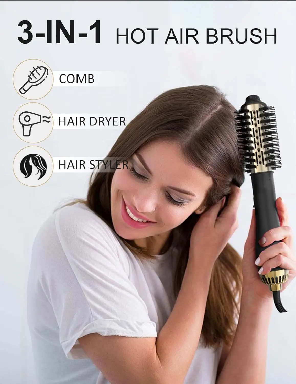 ULELAY  Multi Function Electric Blow Dryer Hot Air Negative Ion Hair Straightener Comb Brush 3 in 1 Hair Dryer Brush