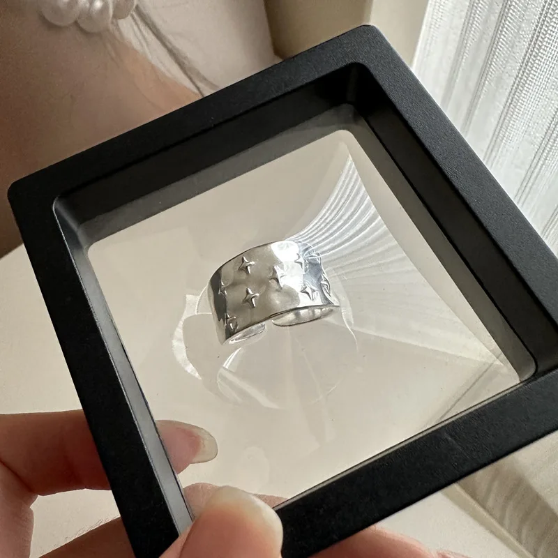 Punk Style 925 Sterling Silver Wide Star Stamp Chunky Big Finger Rings For Women Party Gifts Wholesale