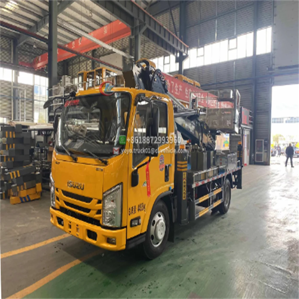 ISUZU 2 14 16 18 32 Meters 4X2 Telescopic Boom Arm High Altitude Hydraulic Aerial Cage Truck for Sale