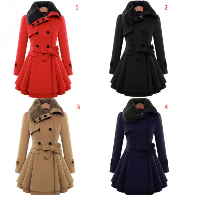 
Women Autumn And Winter Long Sleeve Lapel Collar Thicken Medium Length Coat S -Xxxl Fast Shipping 