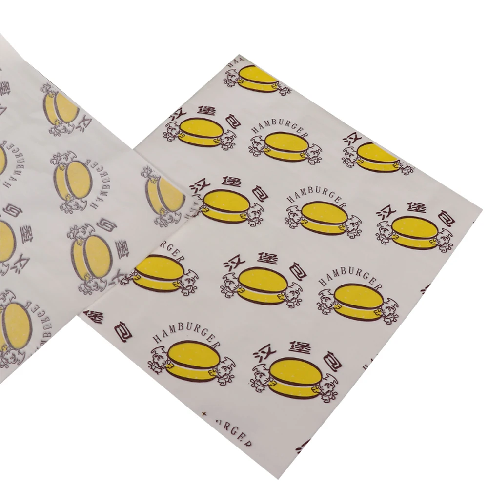 Оптовая продажа, печатная многоразовая смазочная бумага для воска для пищевых продуктов, стандартный размер, бумага для бургеров