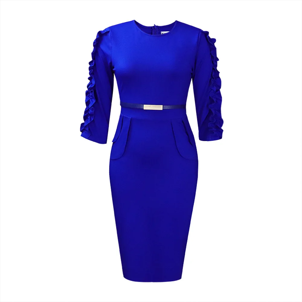 Vestidos Y Faldas Largas De Mujer Gorditas Office Bandage Dress Bodycon Formal Long Sleeve Midi Dress