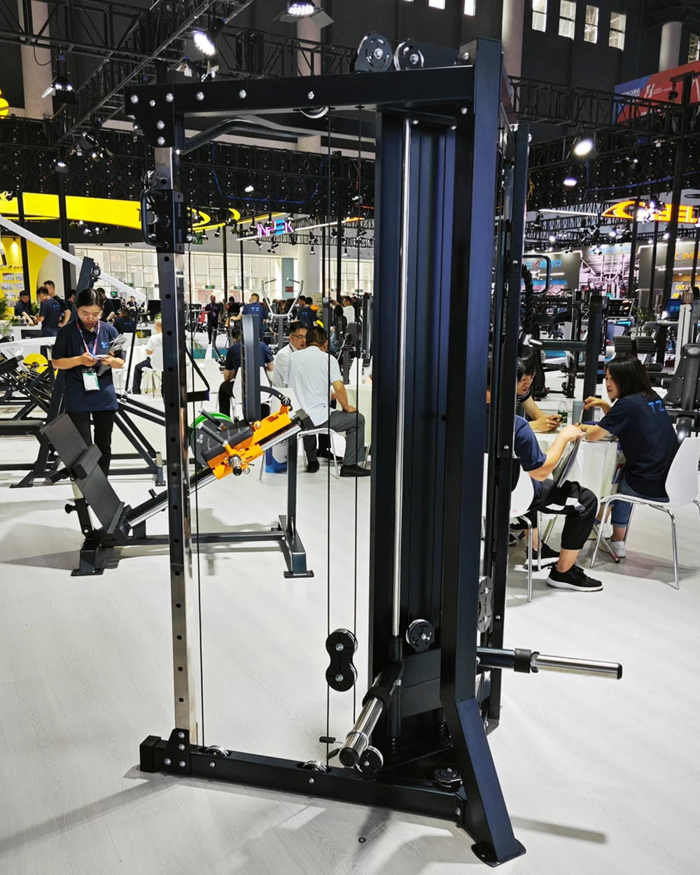 Plate Loaded Cable Crossover Machine Power Rack Attachment Adjustable Dual Pulley System Functional Trainer
