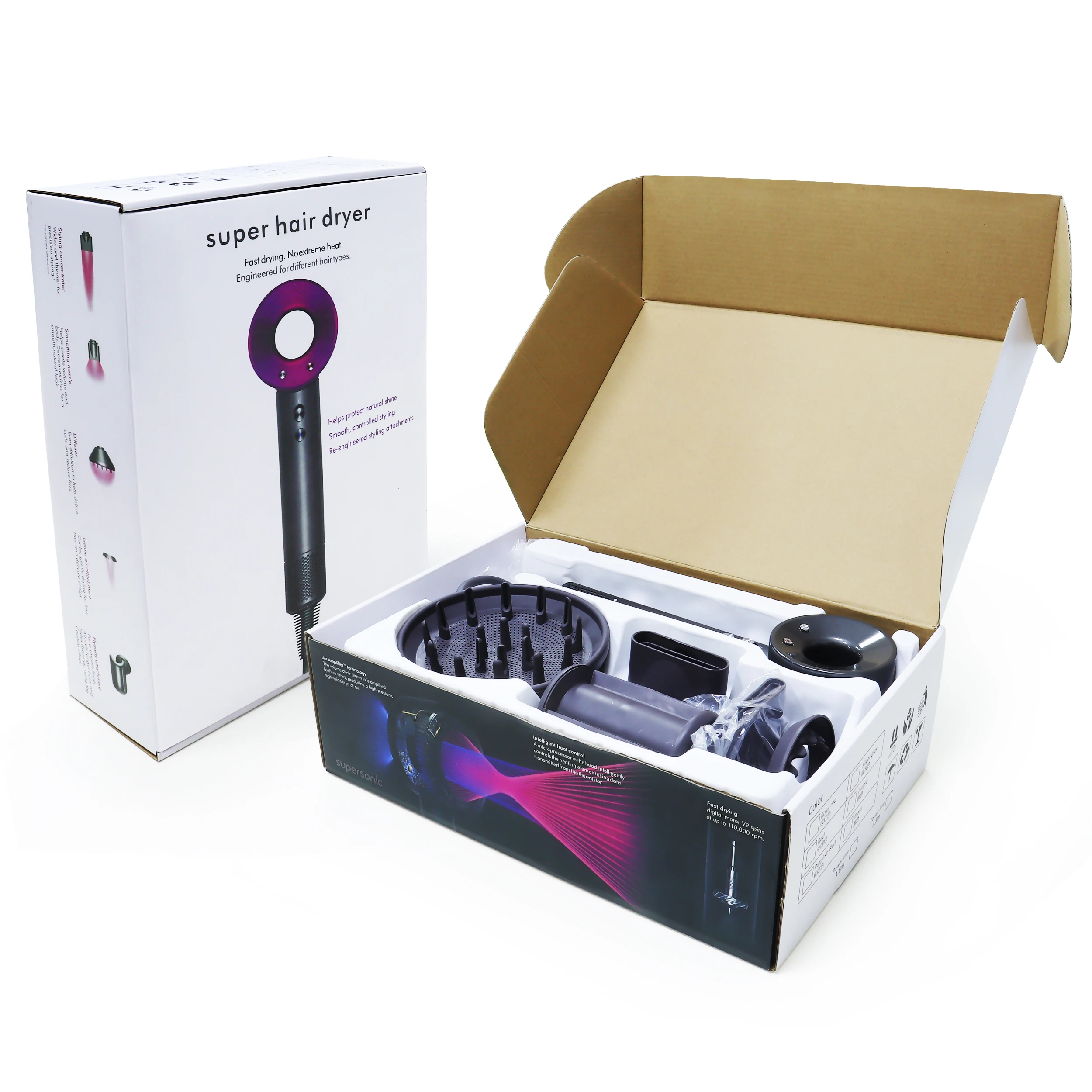 Customized Recyclable Corrugated Paper Box Environmentally Friendly Packaging for Hair Dryer and Electronic Watch Products