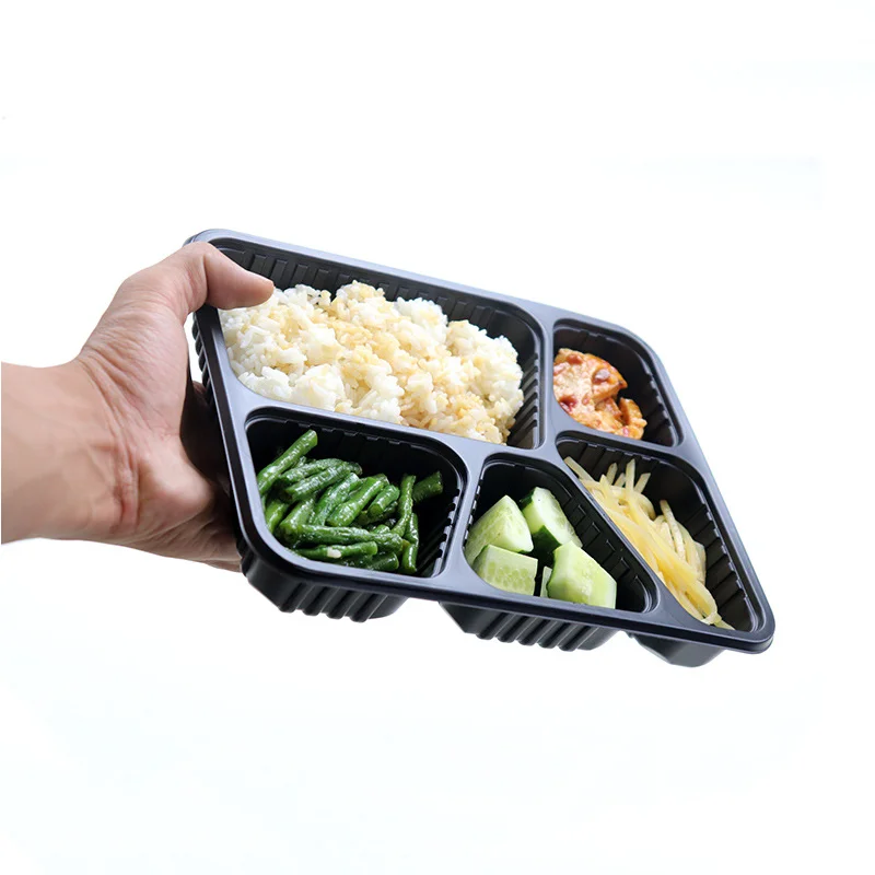 Takeaway Microwavable safe PP Plastic Disposable 5 Compartment Bento Food Storage container Lunch Boxes