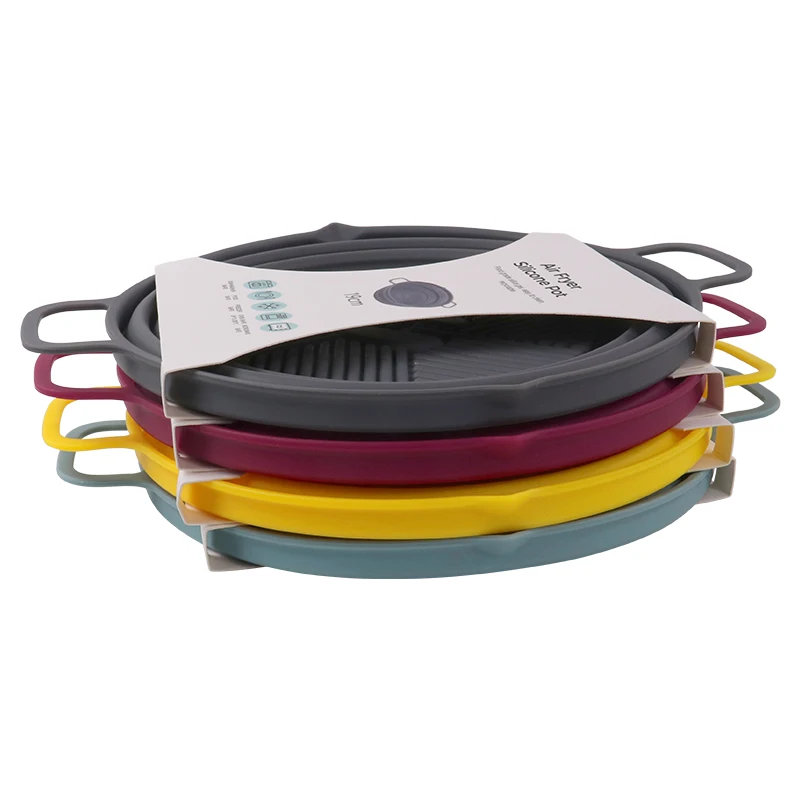 7.5 Inch 19CM Foldable Reusable Non-stick Silicone Oven Baking Mold Cake Pan Air Fryer Basket Air Fryers Liner Silicone Pot Tray
