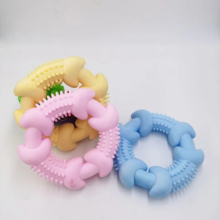 Druable TPR Round Shape Rubber Toy Teeth Cleaning Ring Chew Pet Dog Toy
