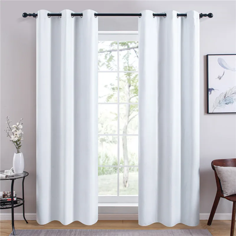 Modern simple curtain 100% white blackout curtains for living room curtain ready to ship