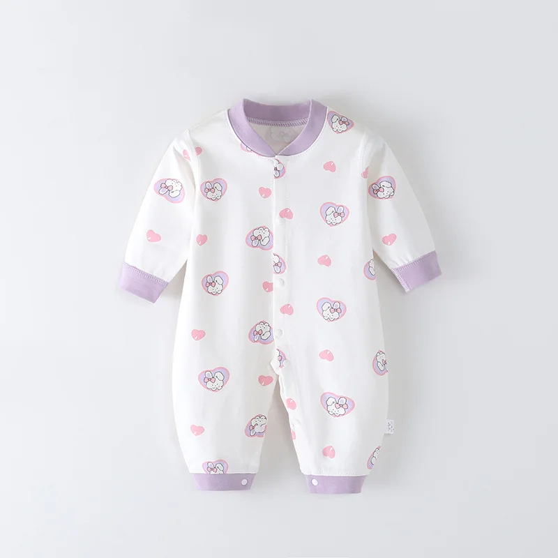 Spring and Autumn Newborn Long Sleeve Combed Cotton Printed Boneless Bodysuit