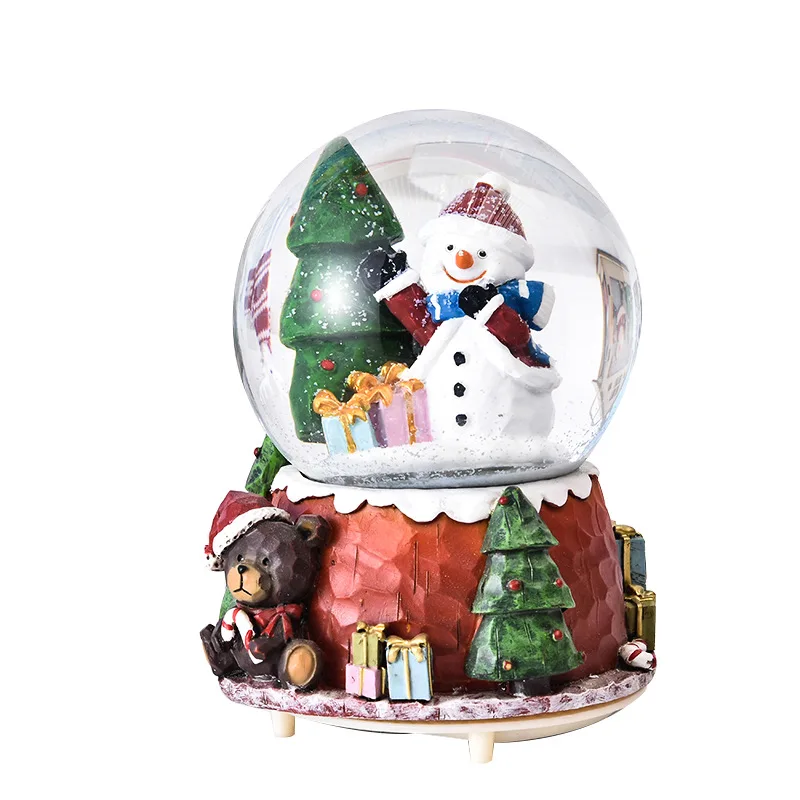 Christmas tree bear with light snow music box crystal ball creative gift music bell ornaments cartoon gift