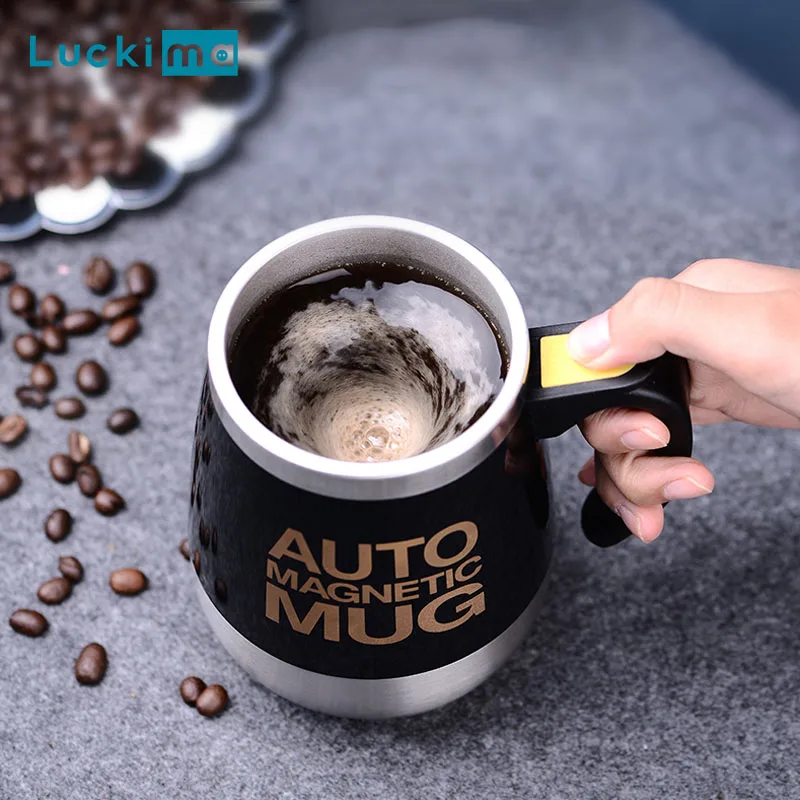 16 Oz Double Walled USB Auto Magnetic Electric Mixing Cup Stainless Steel Self Stirring Coffee Mug