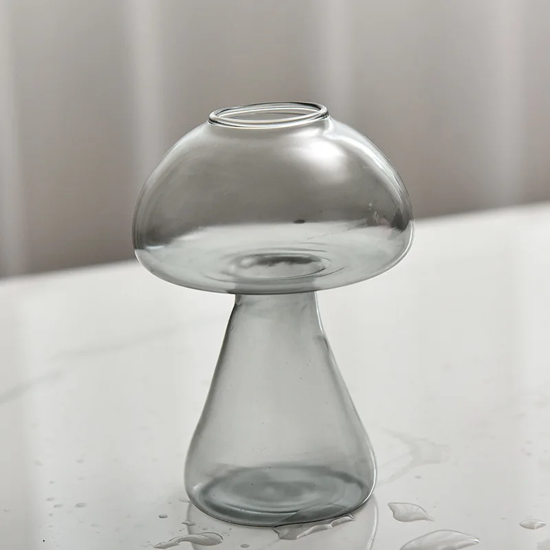 Creative Mushroom bud flower glass vase Colored clear Glass Vase Home Decoration Aromatherapy Bottle