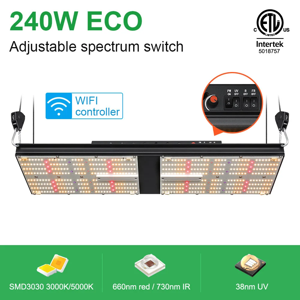 240W бизнес выбор водонепроницаемой ленты SMD 3030 3000K MIX 5000K IR красный Сеул 385nm УФ Led Lghts расти умный свет для сада