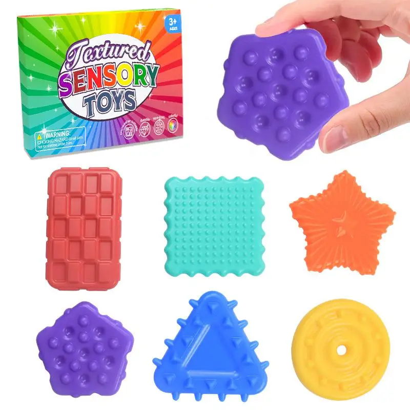 New Product Silicone 6 Pack Super Soft Squishy Textured Sensory Tube Fidget Toy for Autistic Kid Special Shape Learning