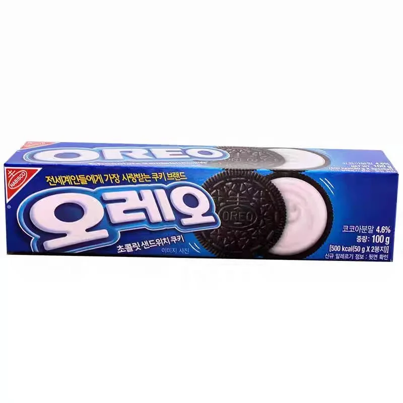 Wholesale Korean Oreos 100g Sandwich Cookies Chocolate Biscuit Oreos Cookies 100g Exotic Snack Tiramisu Cinnamon Flavor Cookies