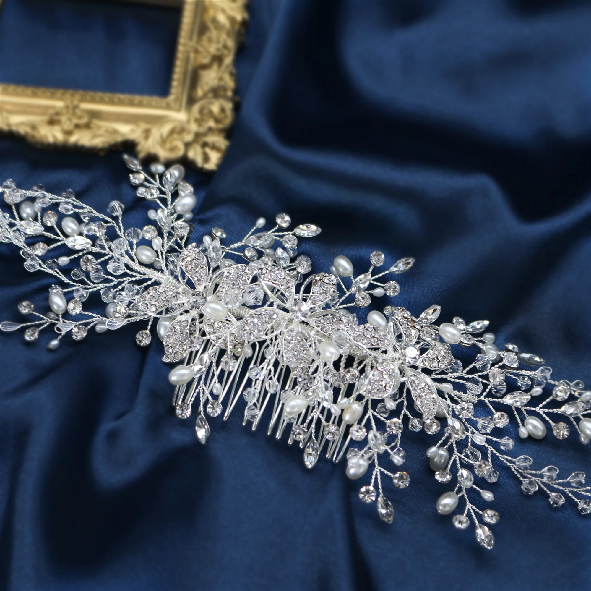 SG1001 Handmade Rhinestone Crystal  Shinning Flower Women Hair Accessories Weeding Bridal Hair Comb