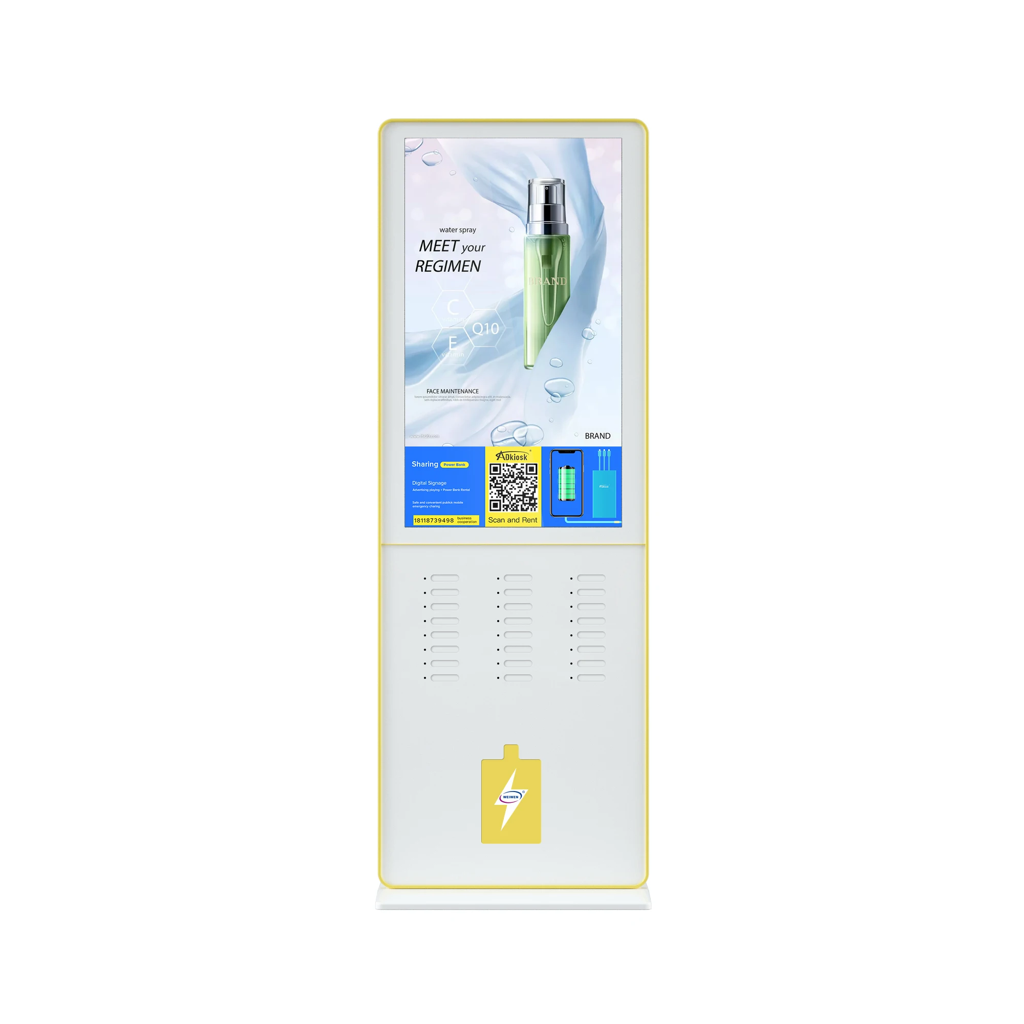  43 дюймов напольная подставка digital signage с 24-портовый общая power bank зарядная