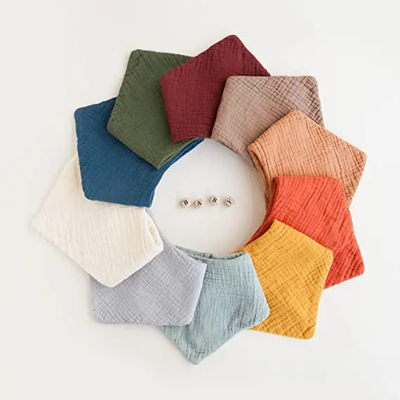 100% хлопок сертифицированный органический шарф-бандана слюнявчик из муслина двухсторонний